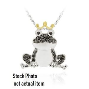 Silver Frog Prince Necklace, 18 inch silver chain